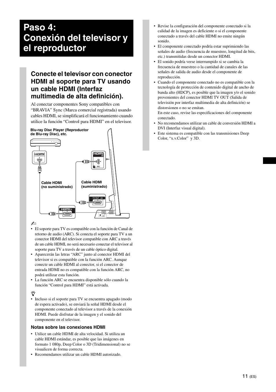 Paso 4: conexión del televisor y el reproductor | Sony SU-B550S User Manual | Page 35 / 51