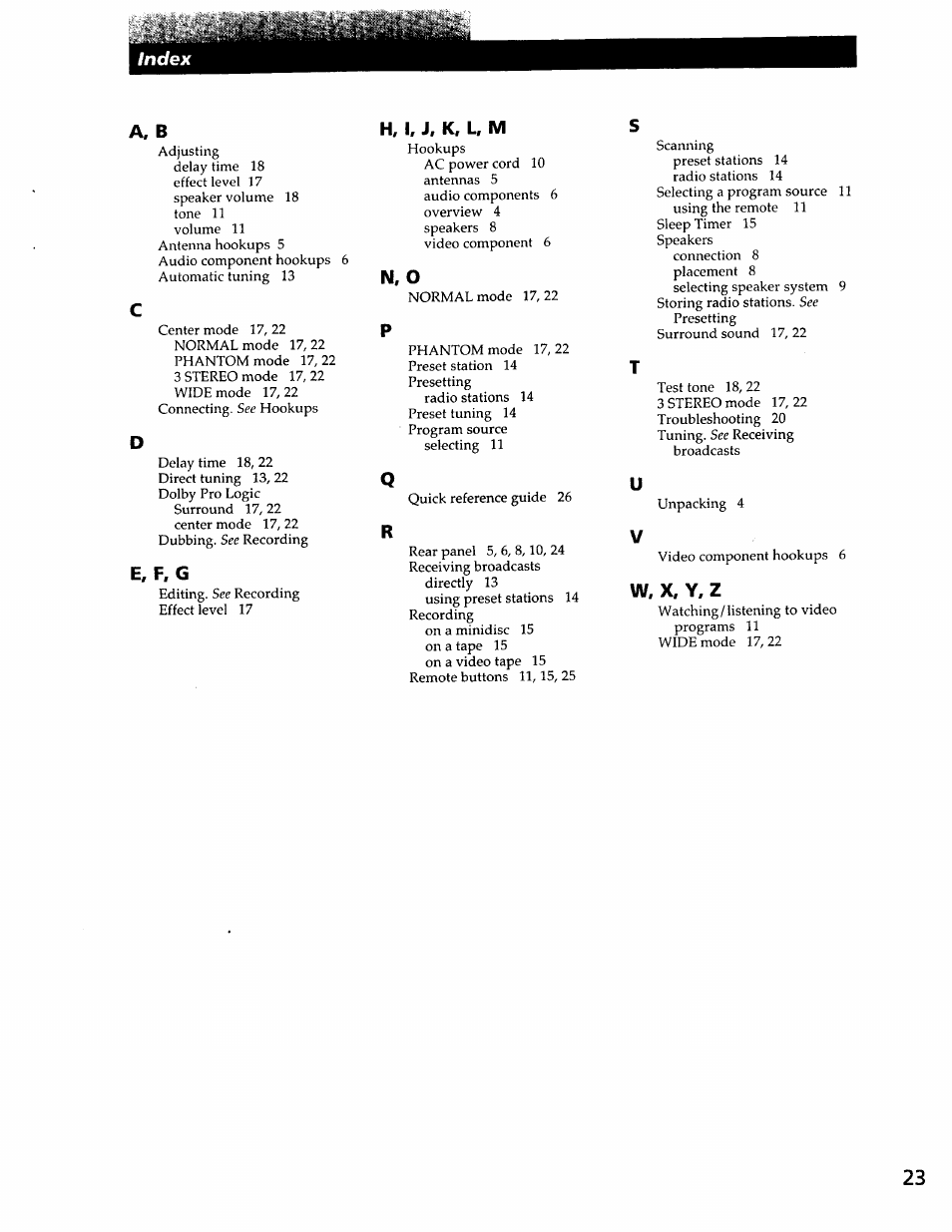 A, b, E, f,g, H, i, j, k, l, m | N, o | Sony SS-RC301 User Manual | Page 23 / 26