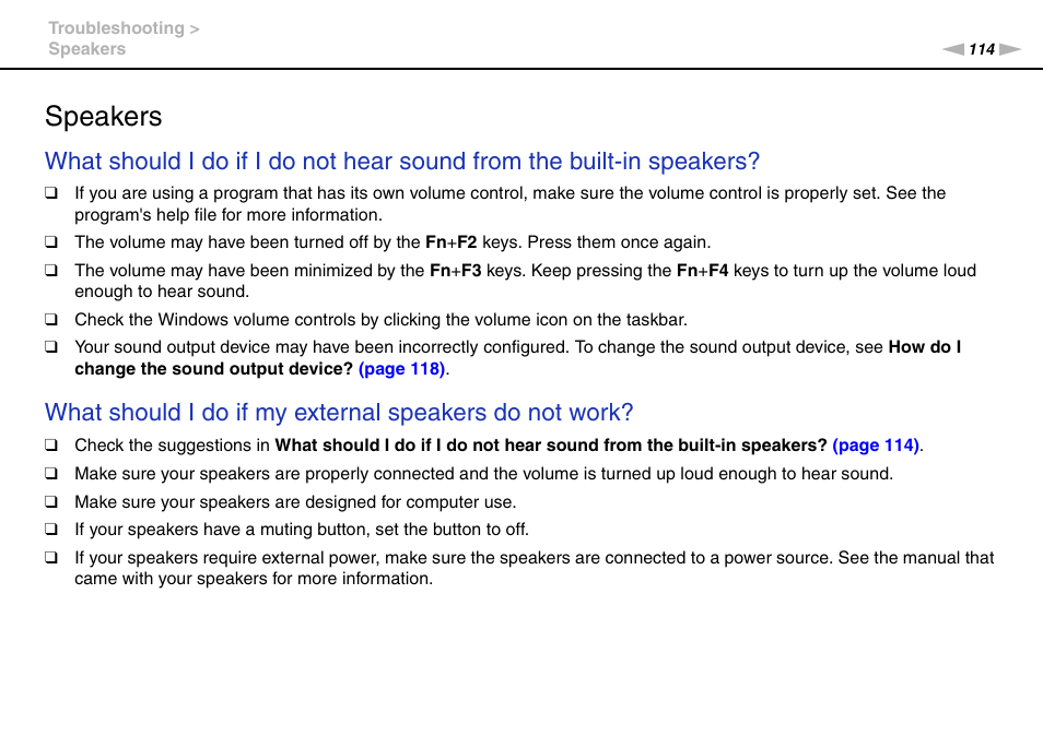 Speakers | Sony VPCW111XX User Manual | Page 114 / 124