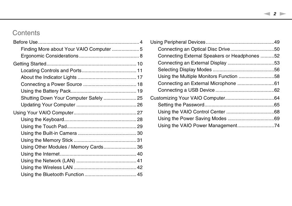 Sony VPCW111XX User Manual | Page 2 / 124