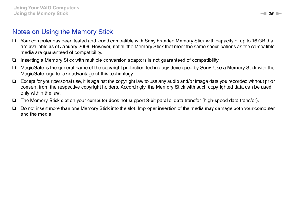 Sony VPCW111XX User Manual | Page 35 / 124