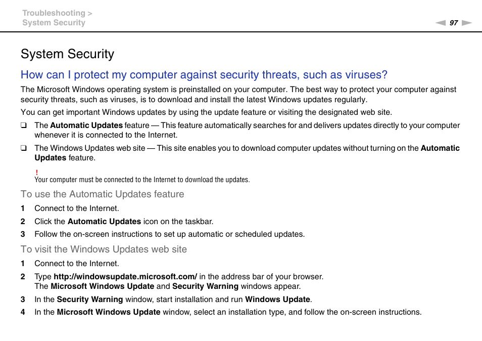 System security | Sony VPCW111XX User Manual | Page 97 / 124