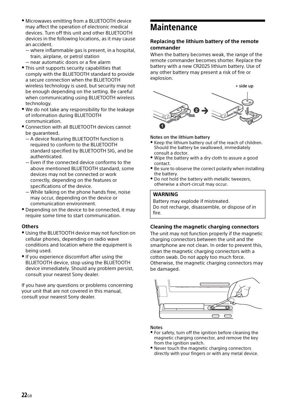 Maintenance | Sony XSP-N1BT User Manual | Page 22 / 96