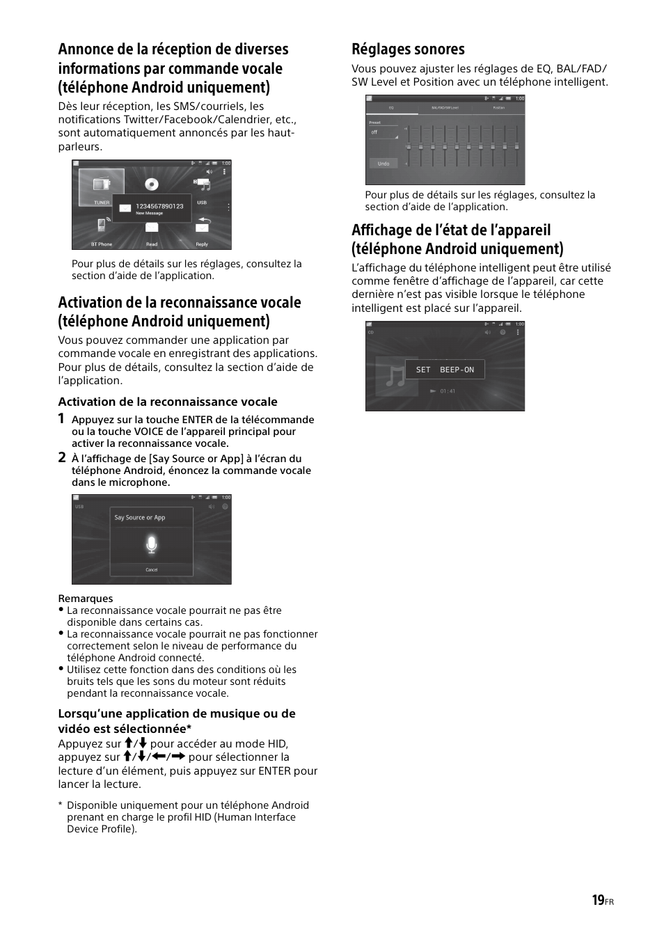 Réglages sonores | Sony XSP-N1BT User Manual | Page 47 / 96