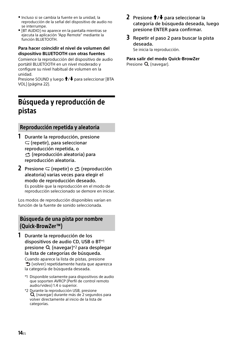 Búsqueda y reproducción de pistas | Sony XSP-N1BT User Manual | Page 74 / 96