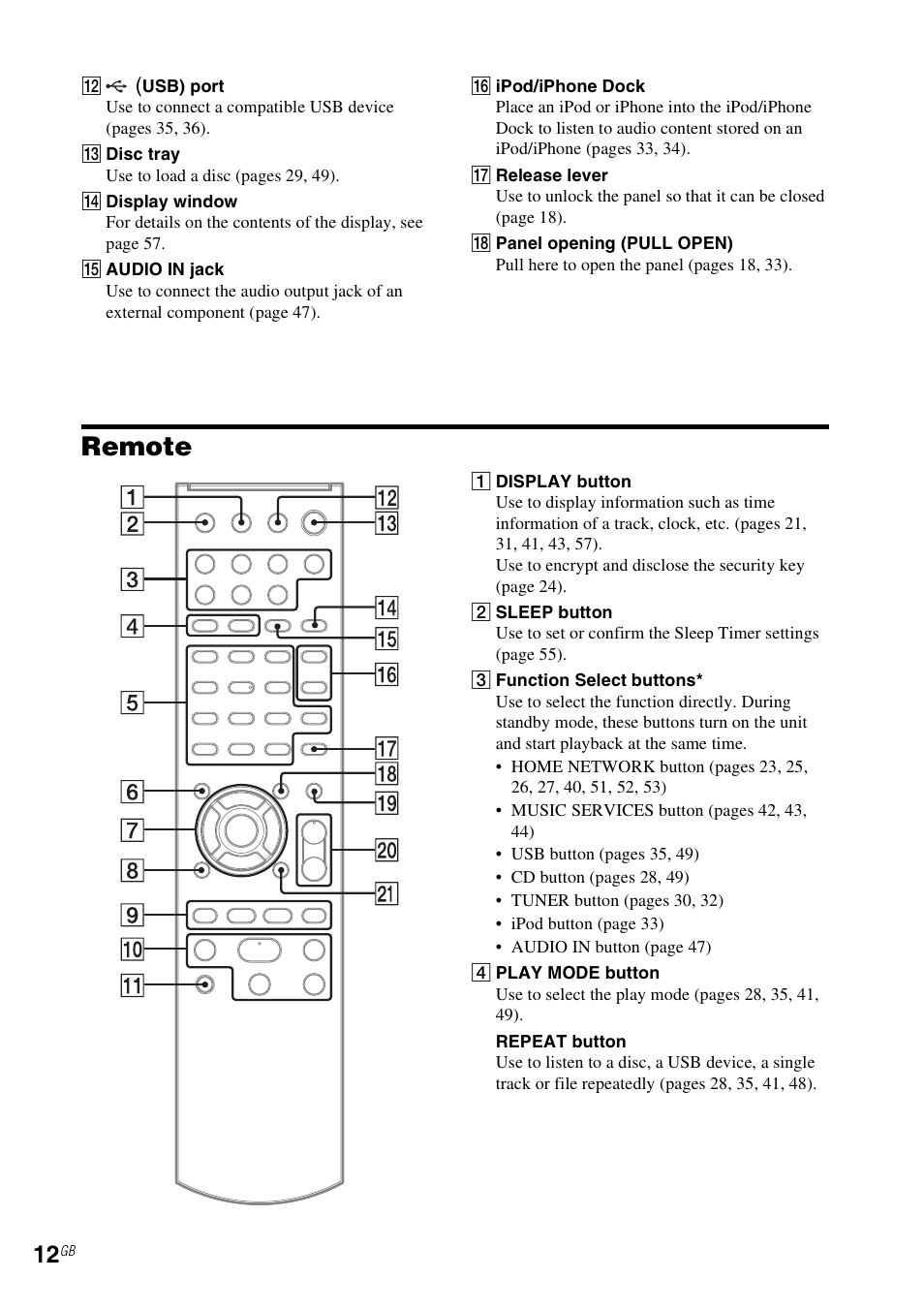 Remote | Sony CMT-MX700Ni User Manual | Page 12 / 80