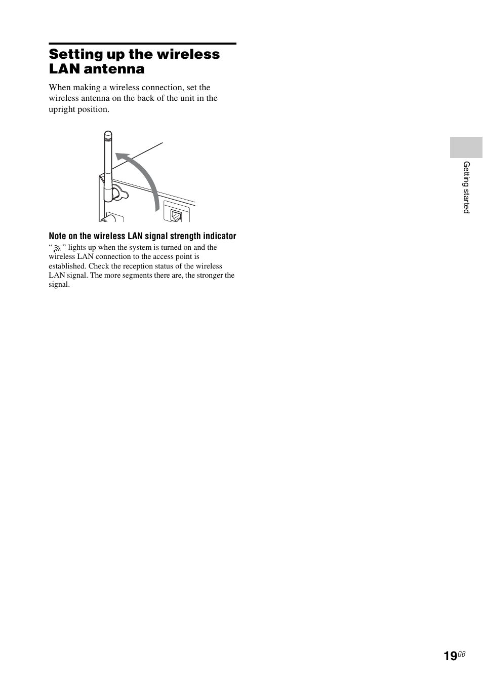 Setting up the wireless lan antenna | Sony CMT-MX700Ni User Manual | Page 19 / 80