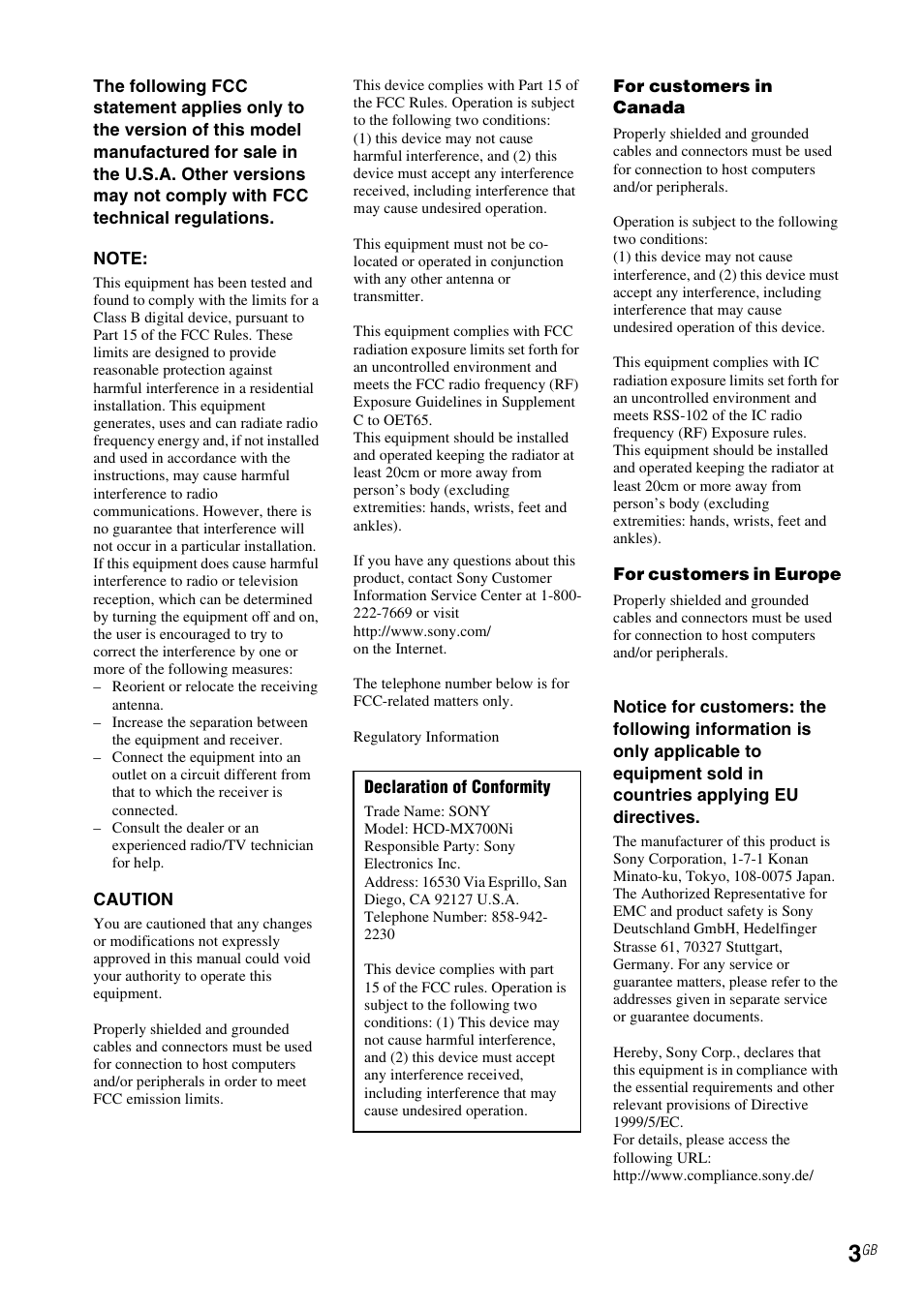 Sony CMT-MX700Ni User Manual | Page 3 / 80