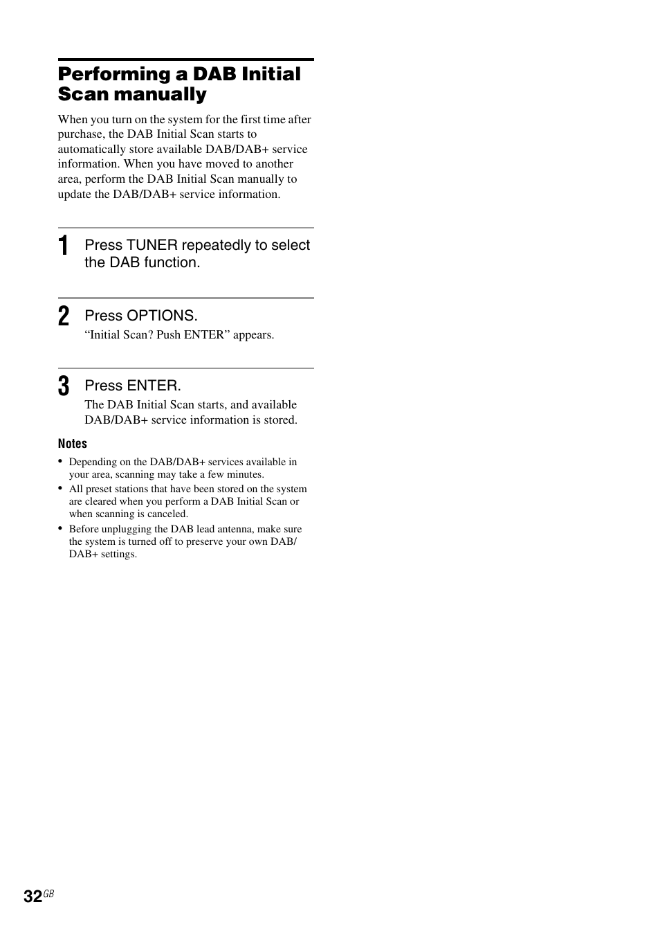 Performing a dab initial scan manually | Sony CMT-MX700Ni User Manual | Page 32 / 80