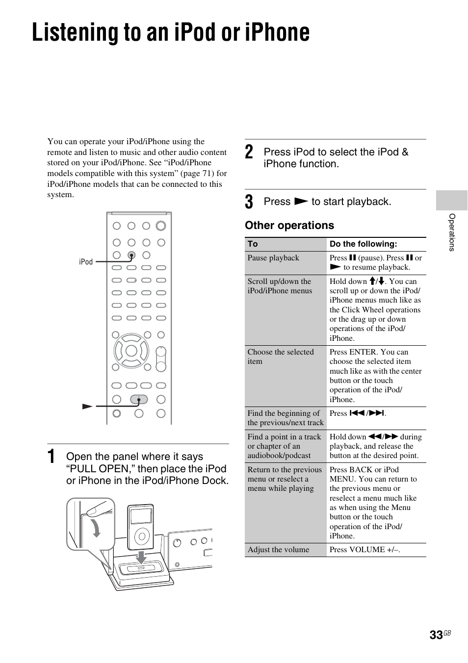 Listening to an ipod or iphone, Es 33 | Sony CMT-MX700Ni User Manual | Page 33 / 80