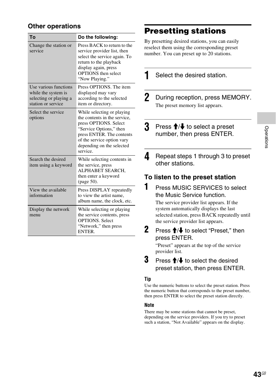Presetting stations | Sony CMT-MX700Ni User Manual | Page 43 / 80