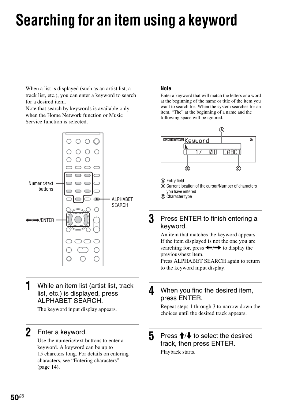 Searching for an item using a keyword | Sony CMT-MX700Ni User Manual | Page 50 / 80