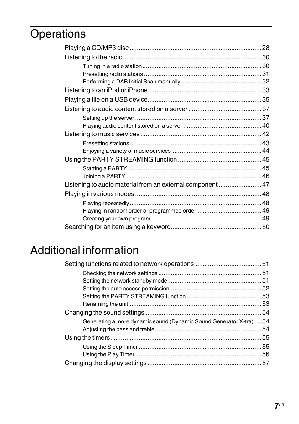 Operations, Additional information | Sony CMT-MX700Ni User Manual | Page 7 / 80