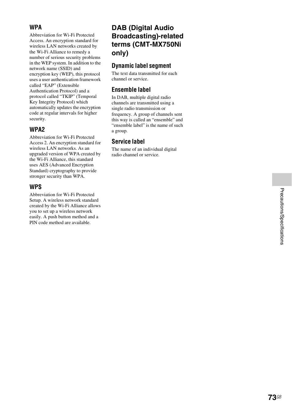 Sony CMT-MX700Ni User Manual | Page 73 / 80