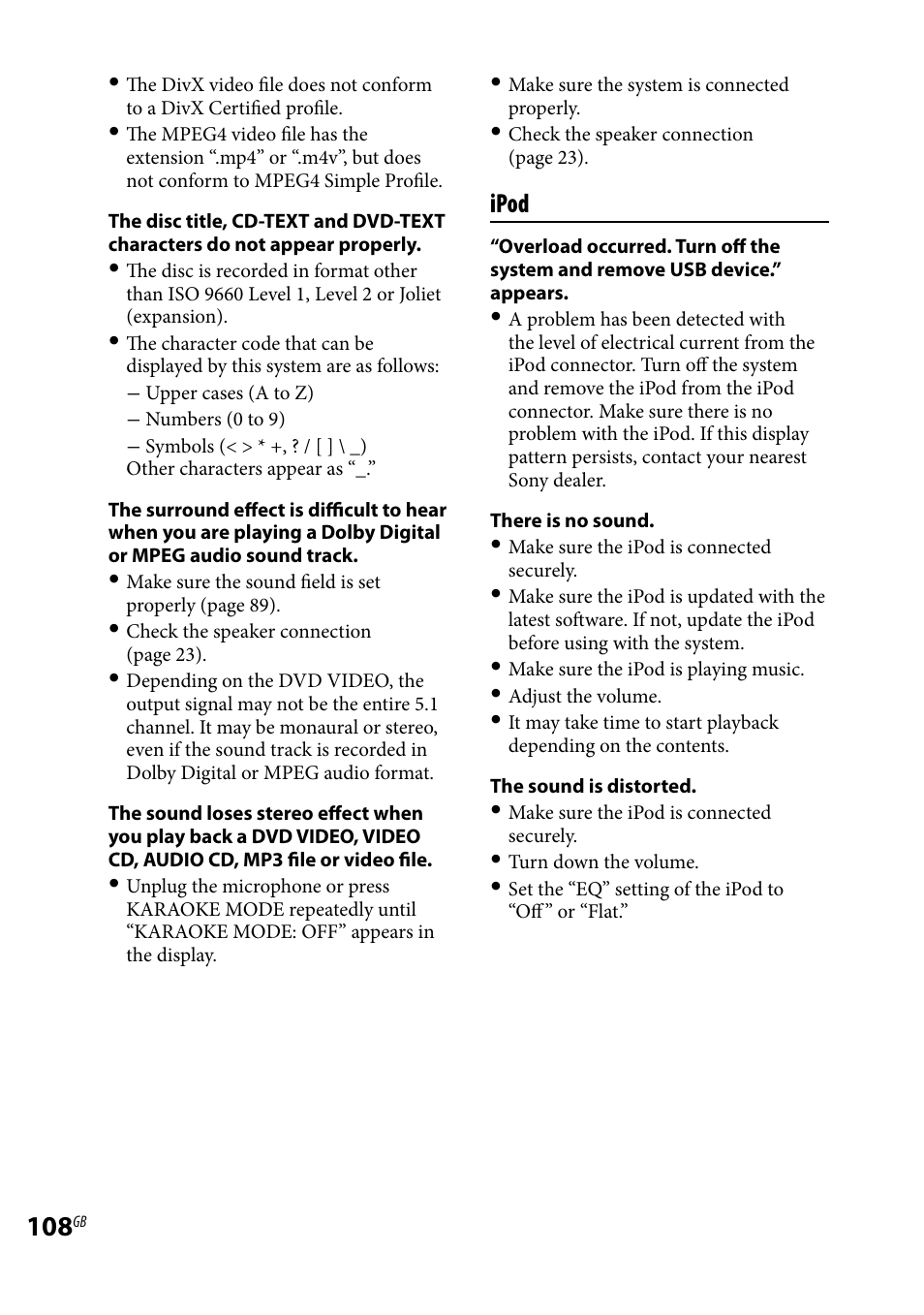 Ipod | Sony LBT-LCD77Di User Manual | Page 108 / 143