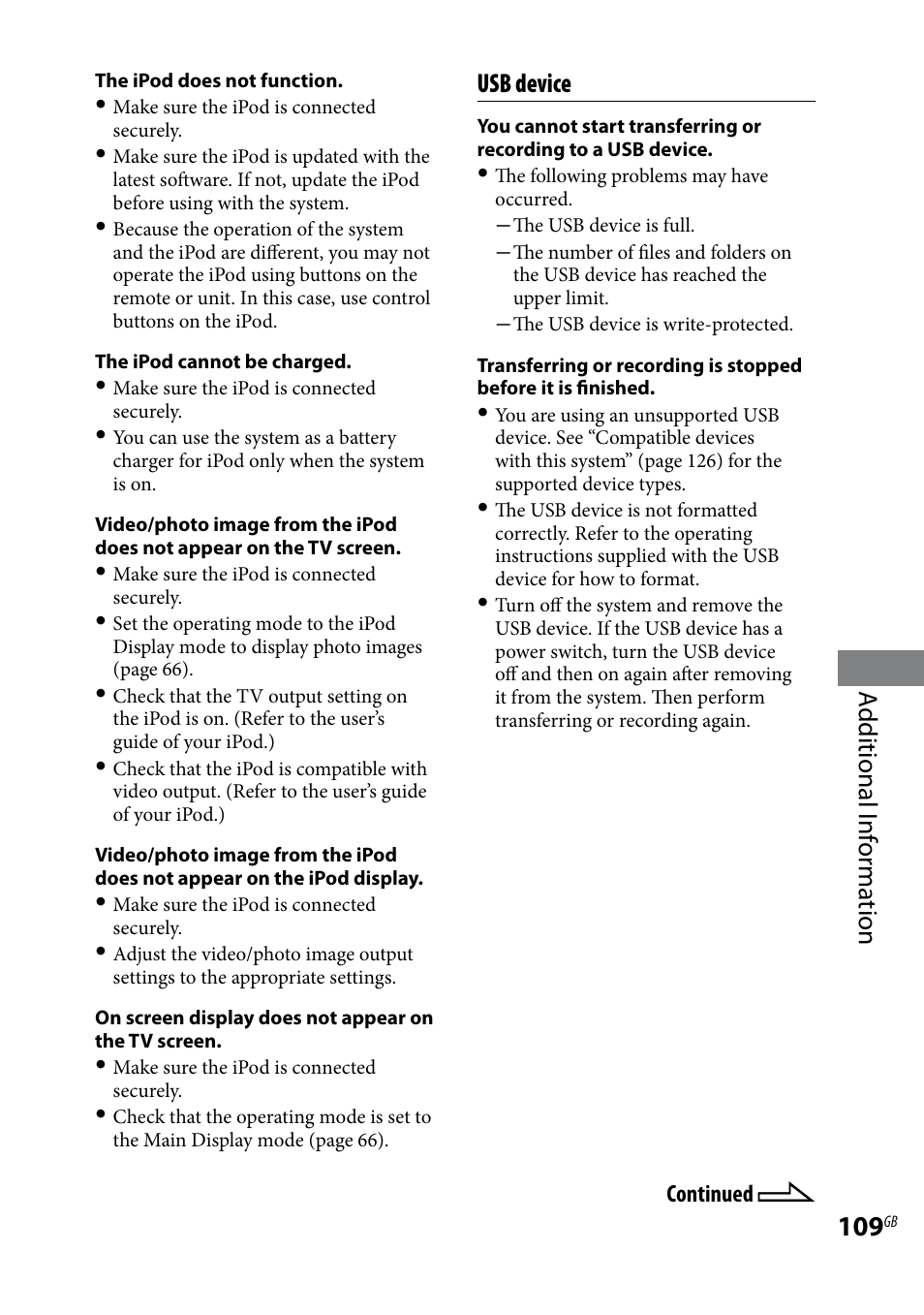 Additional i nf or ma tion, Usb device | Sony LBT-LCD77Di User Manual | Page 109 / 143