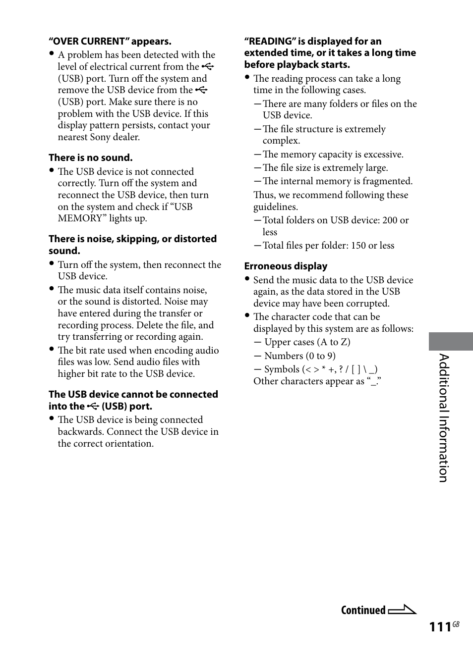 Additional i nf or ma tion | Sony LBT-LCD77Di User Manual | Page 111 / 143