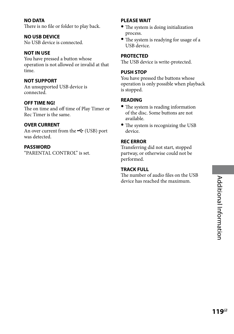 Additional i nf or ma tion | Sony LBT-LCD77Di User Manual | Page 119 / 143