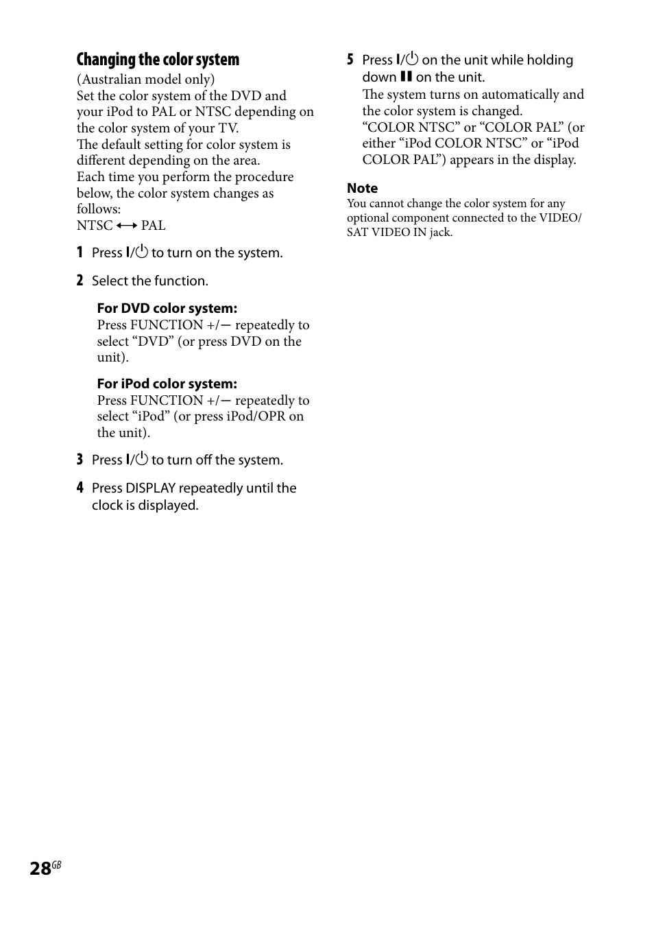 Changing the color system | Sony LBT-LCD77Di User Manual | Page 28 / 143