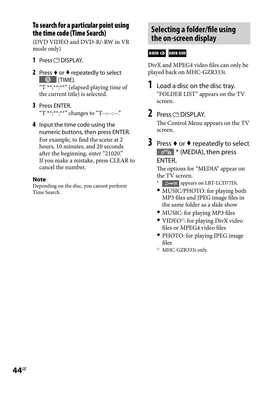 Sony LBT-LCD77Di User Manual | Page 44 / 143