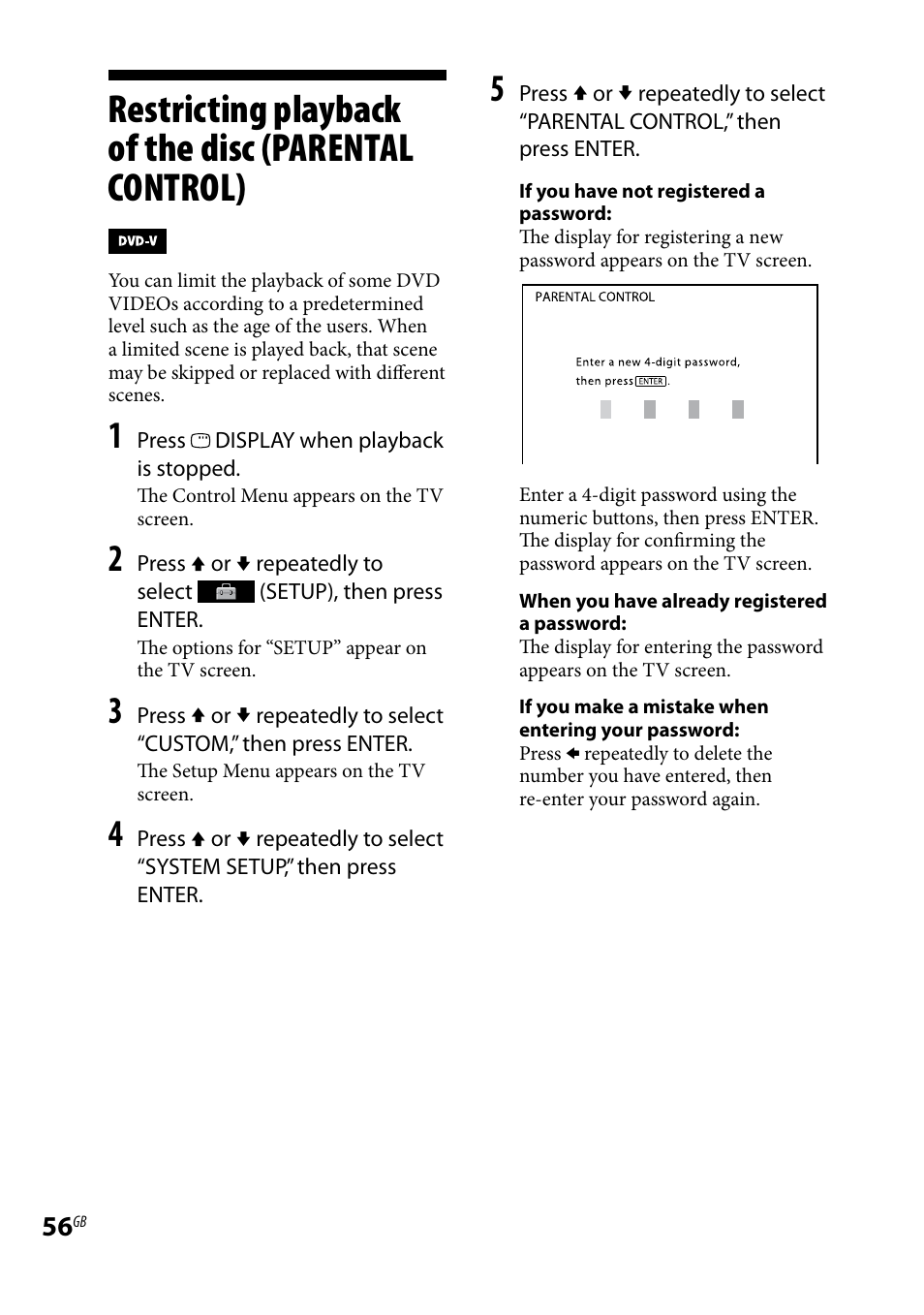 Restricting playback of the disc, Parental control) | Sony LBT-LCD77Di User Manual | Page 56 / 143