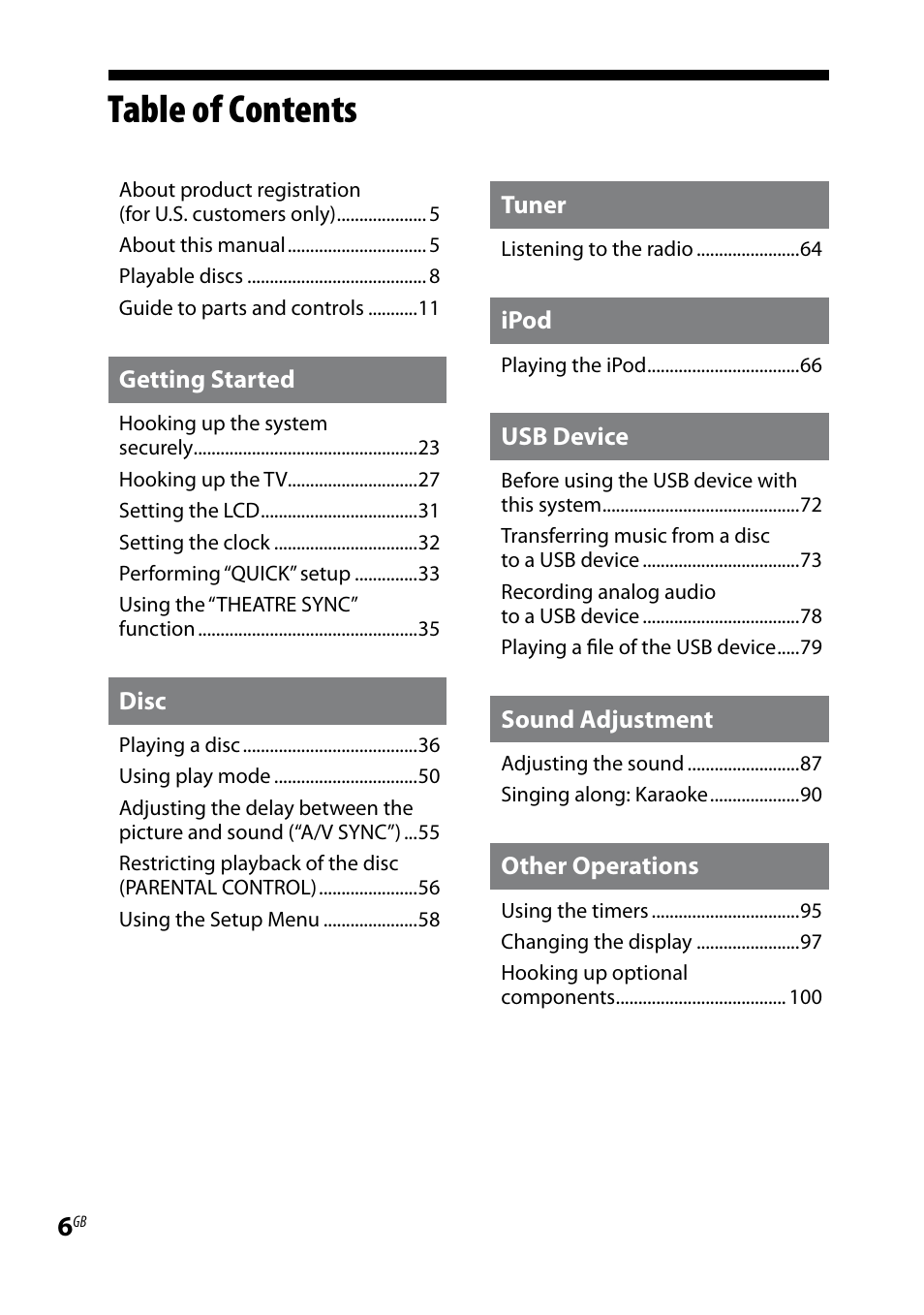 Sony LBT-LCD77Di User Manual | Page 6 / 143