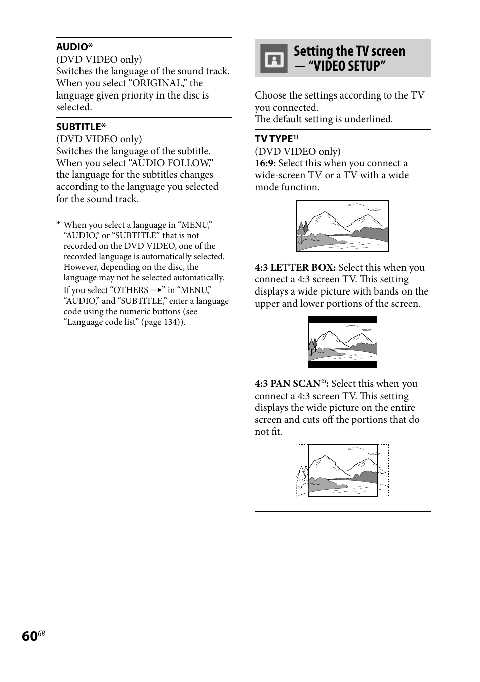 Setting the tv screen  “video setup | Sony LBT-LCD77Di User Manual | Page 60 / 143