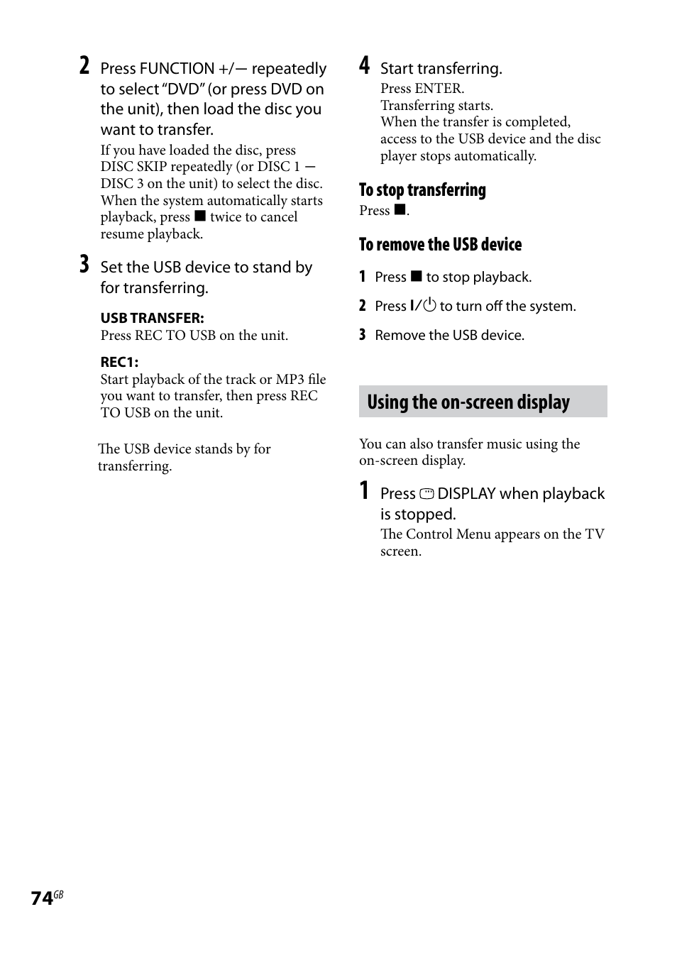 Using the on-screen display | Sony LBT-LCD77Di User Manual | Page 74 / 143