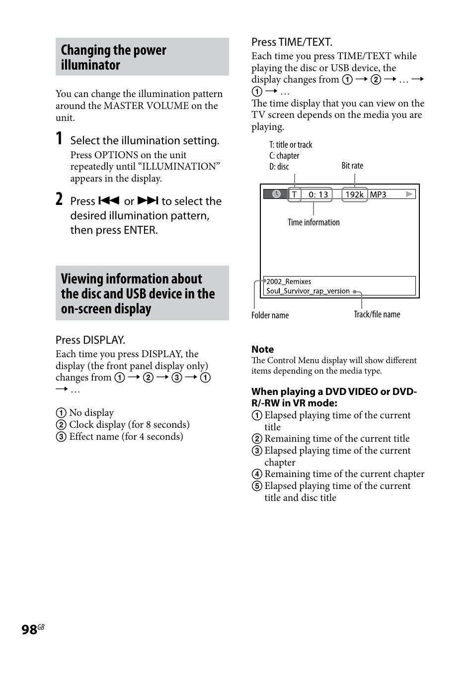 Changing the power illuminator | Sony LBT-LCD77Di User Manual | Page 98 / 143