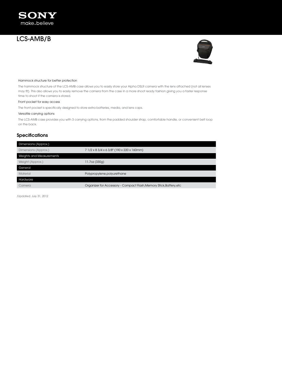 Sony LCS-AMB User Manual | 1 page