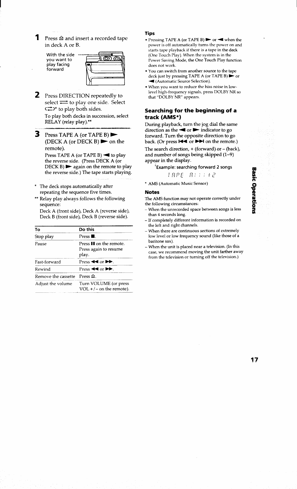 Searching for the beginning of a track (ams*) | Sony MHC-RXD9 User Manual | Page 17 / 56