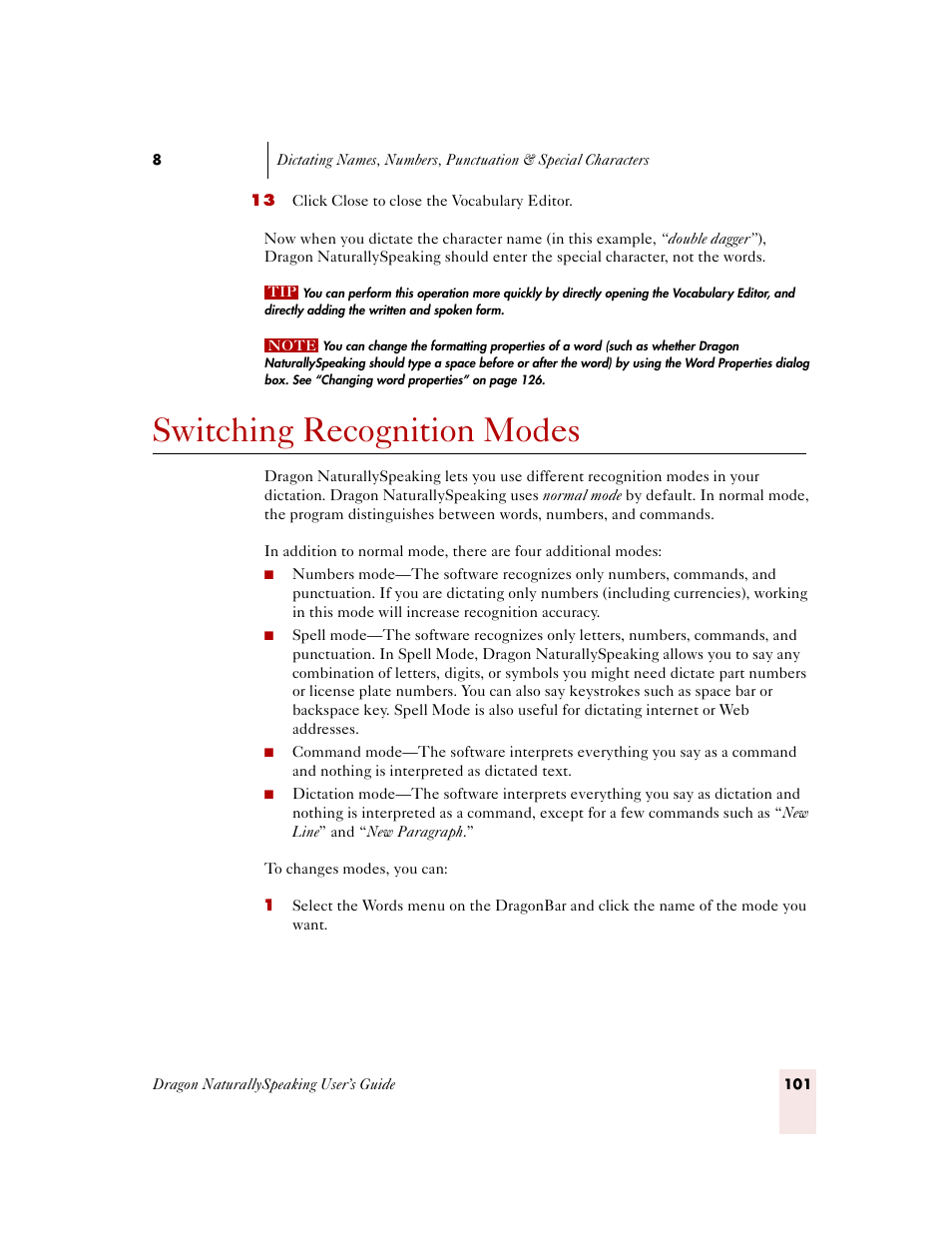 Switching recognition modes, See “switching, Recognition modes” on | 101 for more infor | Sony ICD-MS515VTP User Manual | Page 107 / 222