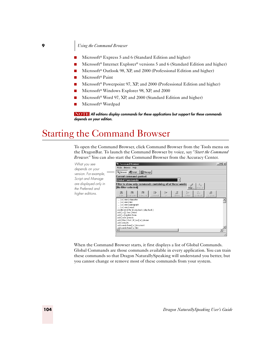 Starting the command browser | Sony ICD-MS515VTP User Manual | Page 110 / 222