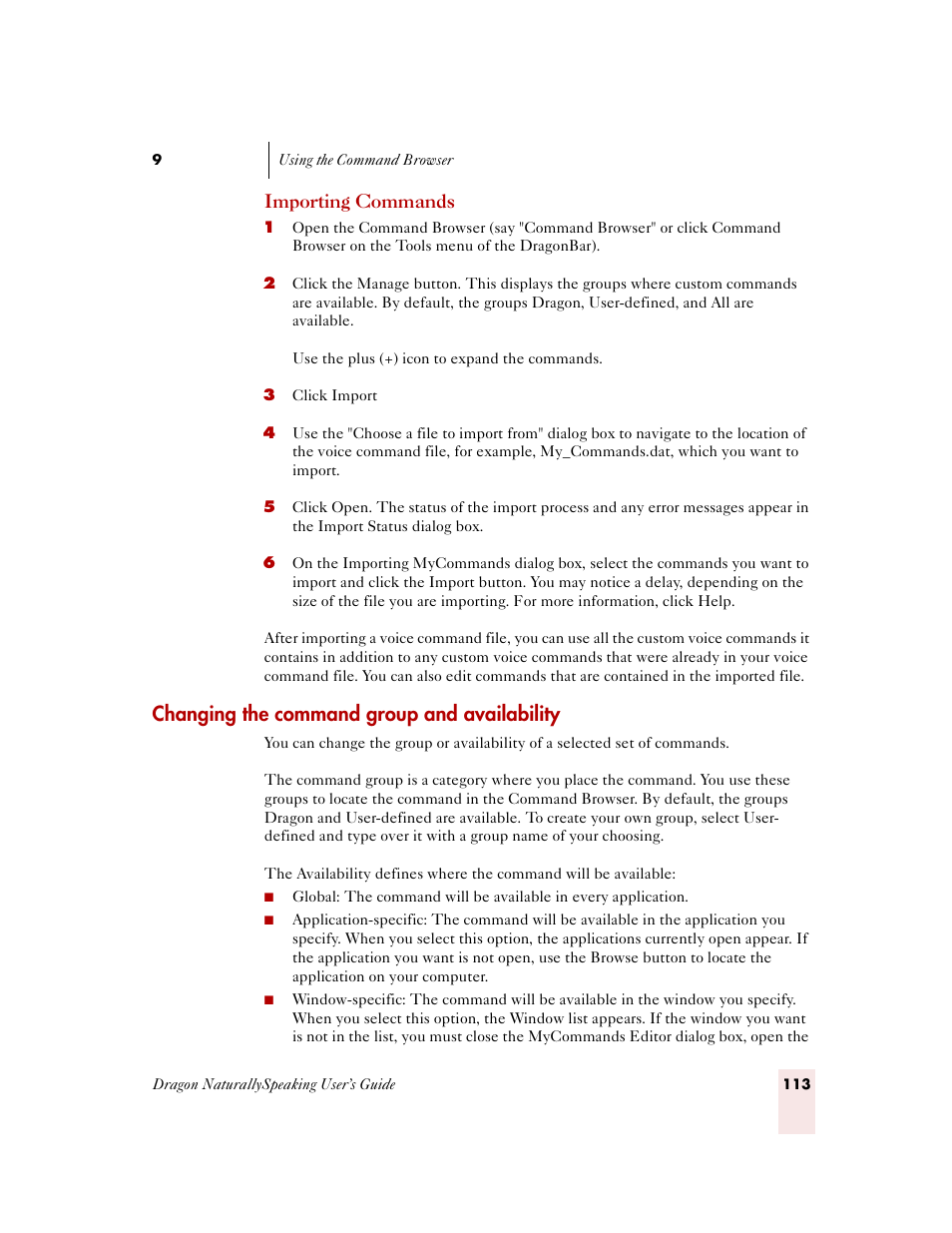 Changing the command group and availability | Sony ICD-MS515VTP User Manual | Page 119 / 222