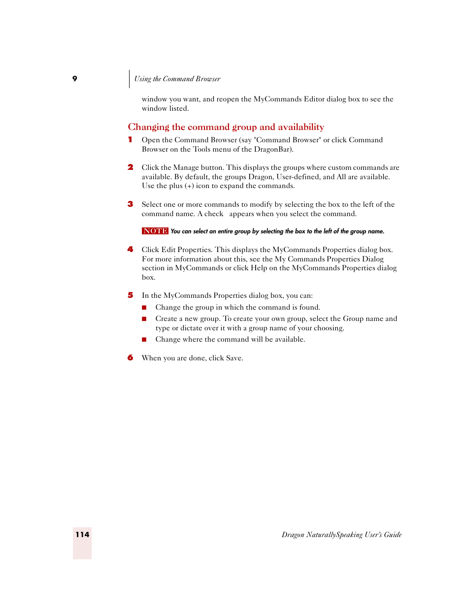 Changing the command group and availability | Sony ICD-MS515VTP User Manual | Page 120 / 222