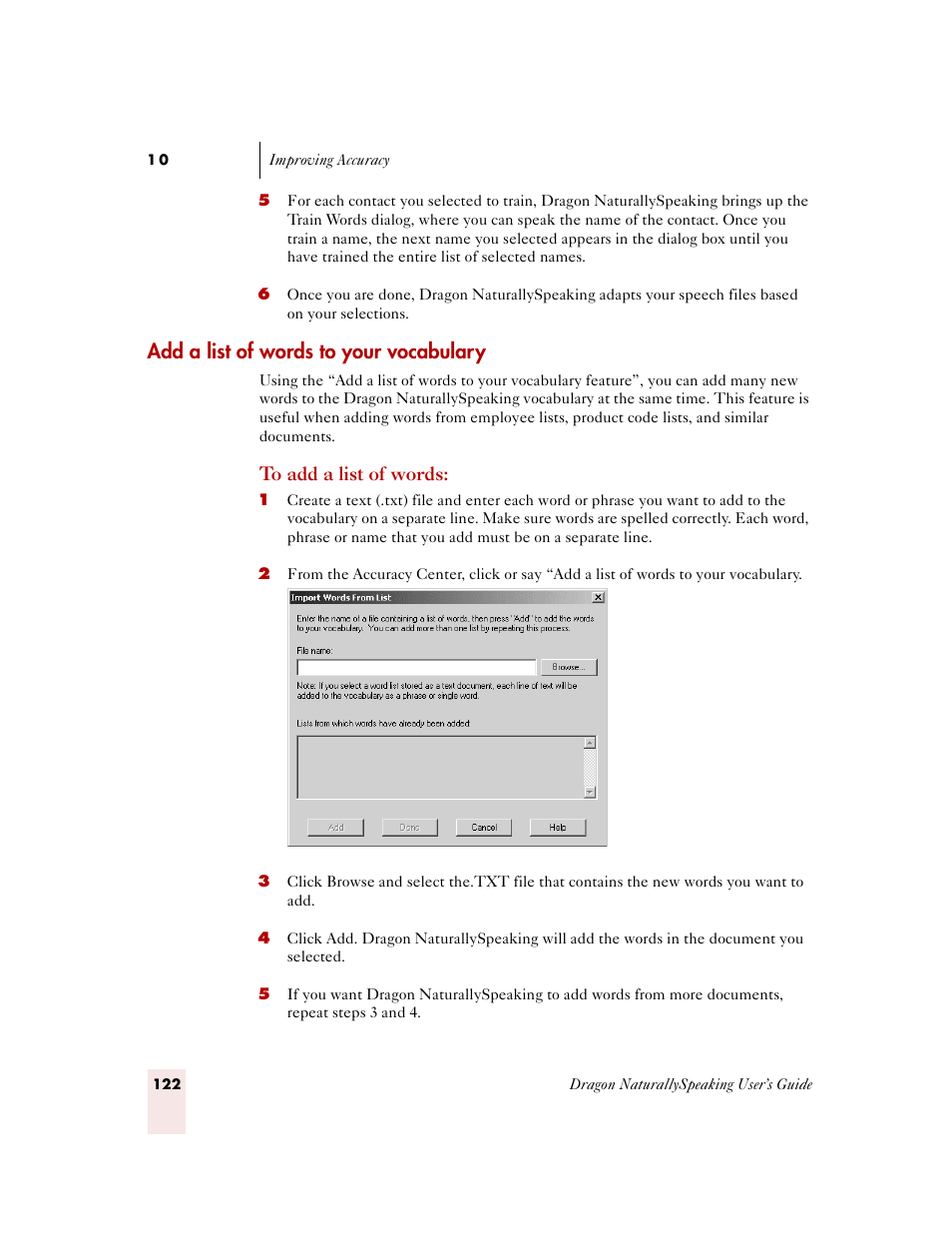 Add a list of words to your vocabulary | Sony ICD-MS515VTP User Manual | Page 128 / 222