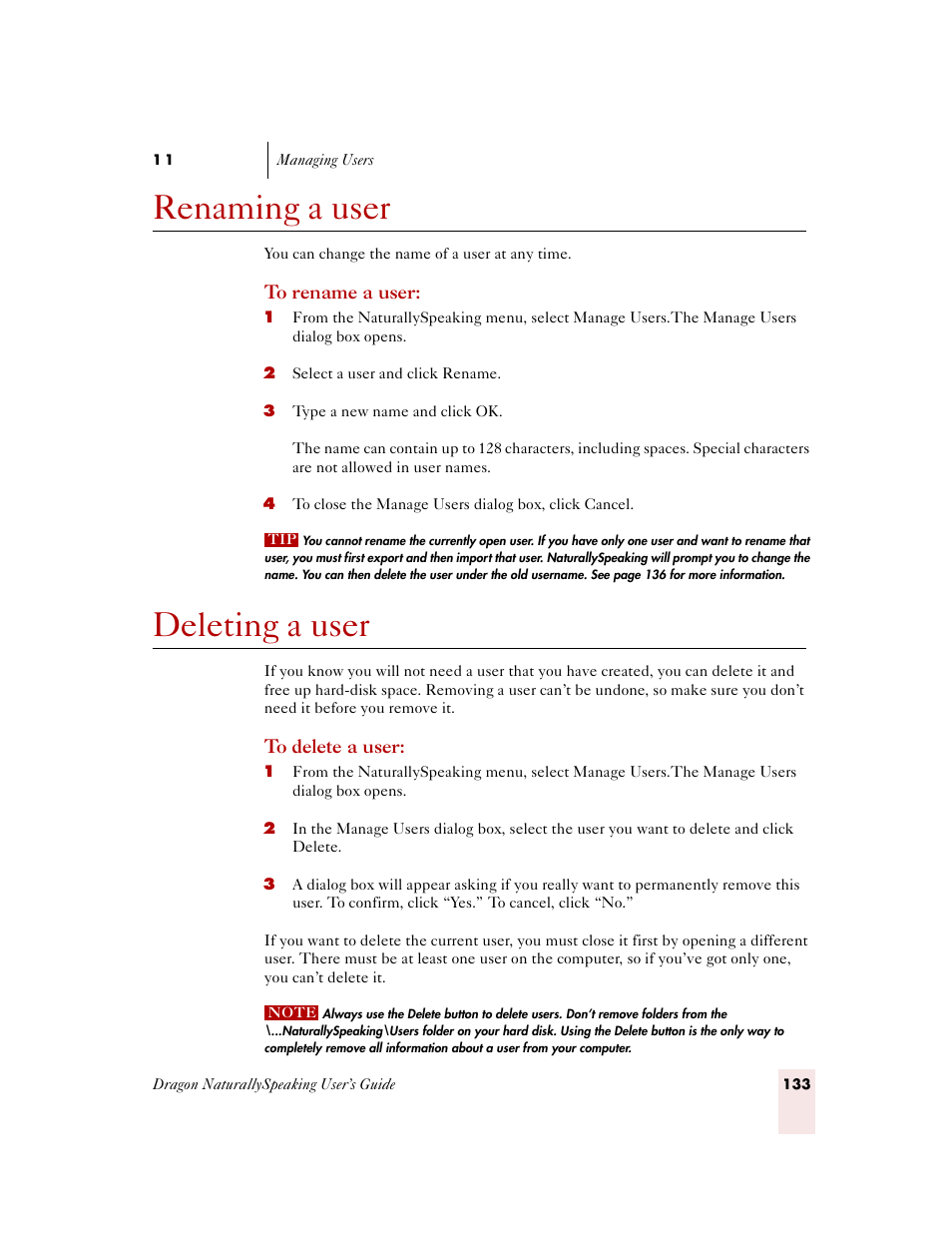 Renaming a user, Deleting a user | Sony ICD-MS515VTP User Manual | Page 139 / 222