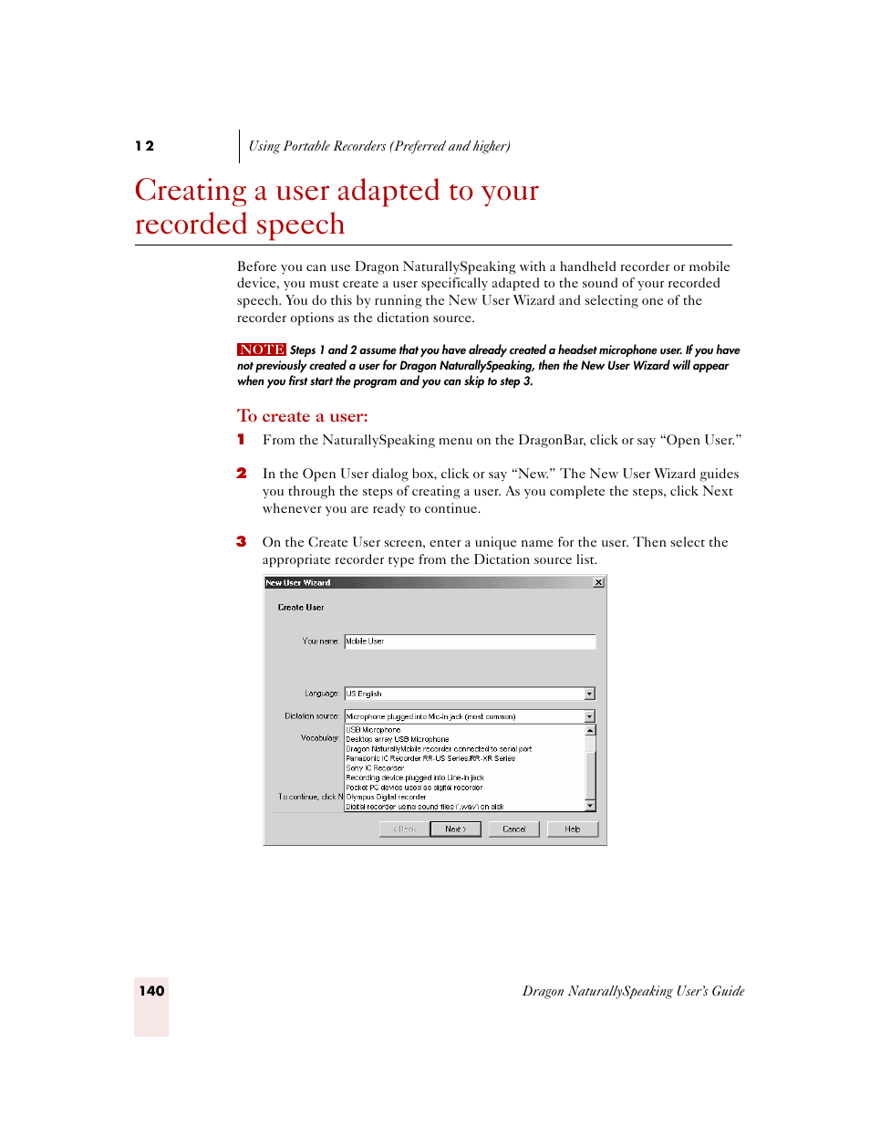 Creating a user adapted to your recorded speech | Sony ICD-MS515VTP User Manual | Page 146 / 222