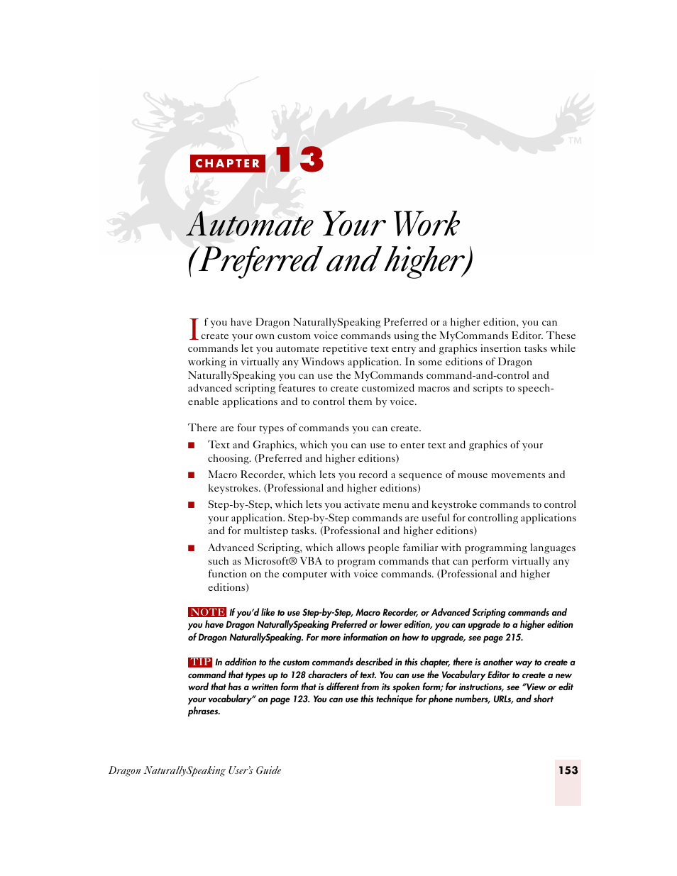 Automate your work (preferred and higher), C h a p t e r 1 3, Automate your work (preferred and higher)” on | Ge 153 | Sony ICD-MS515VTP User Manual | Page 159 / 222