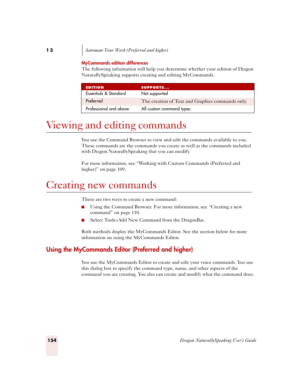 Viewing and editing commands, Creating new commands, Using the mycommands editor (preferred and higher) | Sony ICD-MS515VTP User Manual | Page 160 / 222