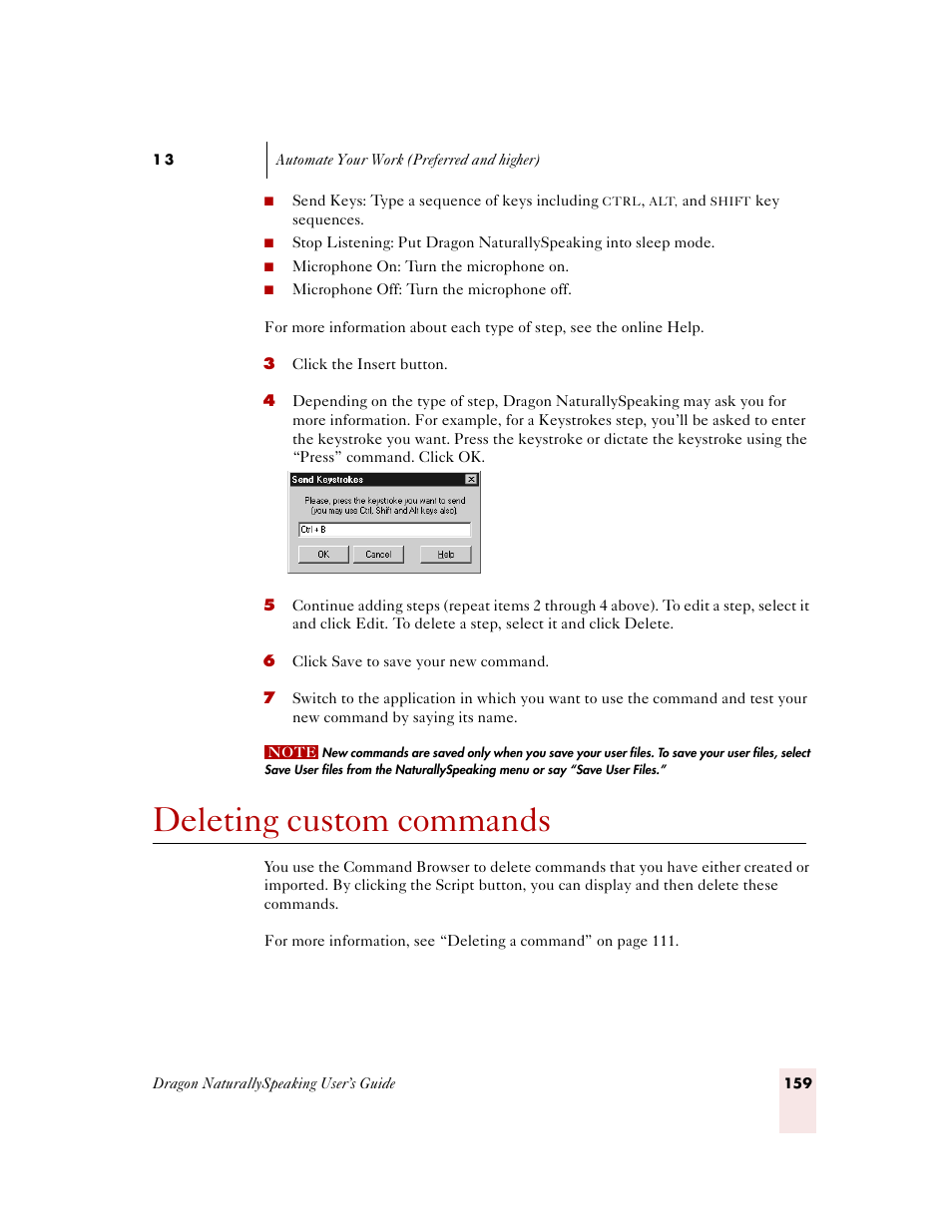 Deleting custom commands | Sony ICD-MS515VTP User Manual | Page 165 / 222