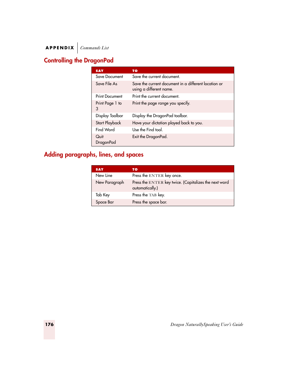 Controlling the dragonpad, Adding paragraphs, lines, and spaces | Sony ICD-MS515VTP User Manual | Page 182 / 222