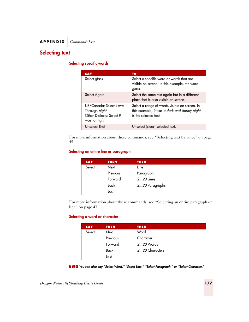 Selecting text | Sony ICD-MS515VTP User Manual | Page 183 / 222