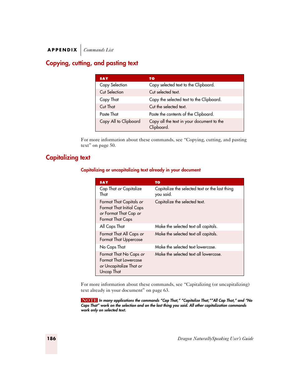 Copying, cutting, and pasting text, Capitalizing text | Sony ICD-MS515VTP User Manual | Page 192 / 222