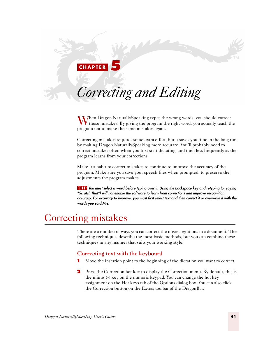 Correcting and editing, Correcting mistakes, C h a p t e r 5 | Correcti, Akes, see chapter 5 | Sony ICD-MS515VTP User Manual | Page 47 / 222