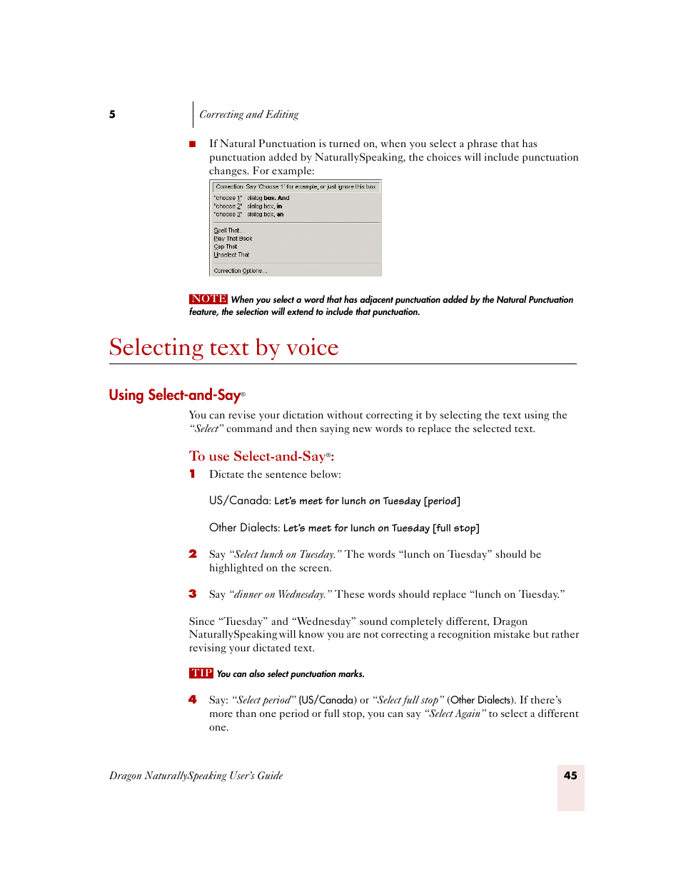 Selecting text by voice, Using select-and-say | Sony ICD-MS515VTP User Manual | Page 51 / 222