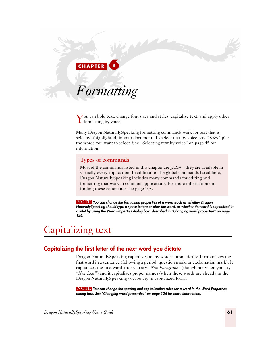 Formatting, Capitalizing text, C h a p t e r 6 | Sony ICD-MS515VTP User Manual | Page 67 / 222