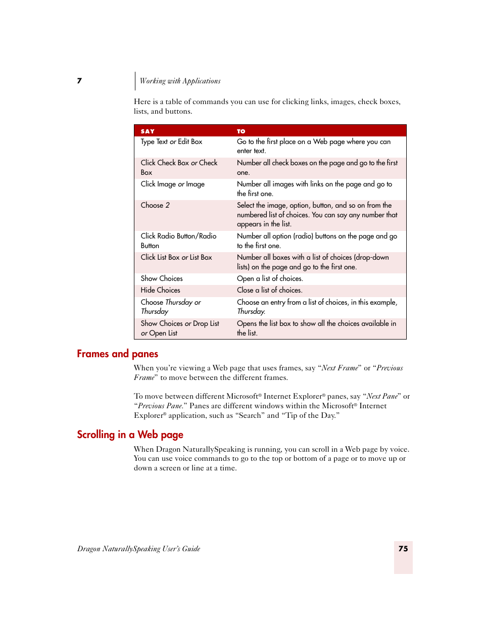 Frames and panes, Scrolling in a web page | Sony ICD-MS515VTP User Manual | Page 81 / 222