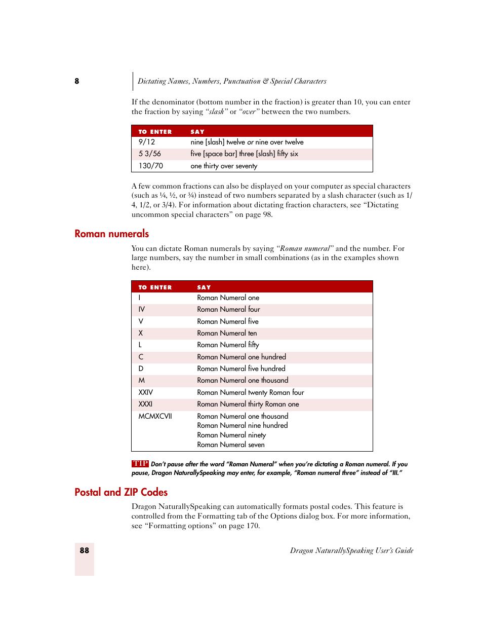 Roman numerals, Postal and zip codes | Sony ICD-MS515VTP User Manual | Page 94 / 222