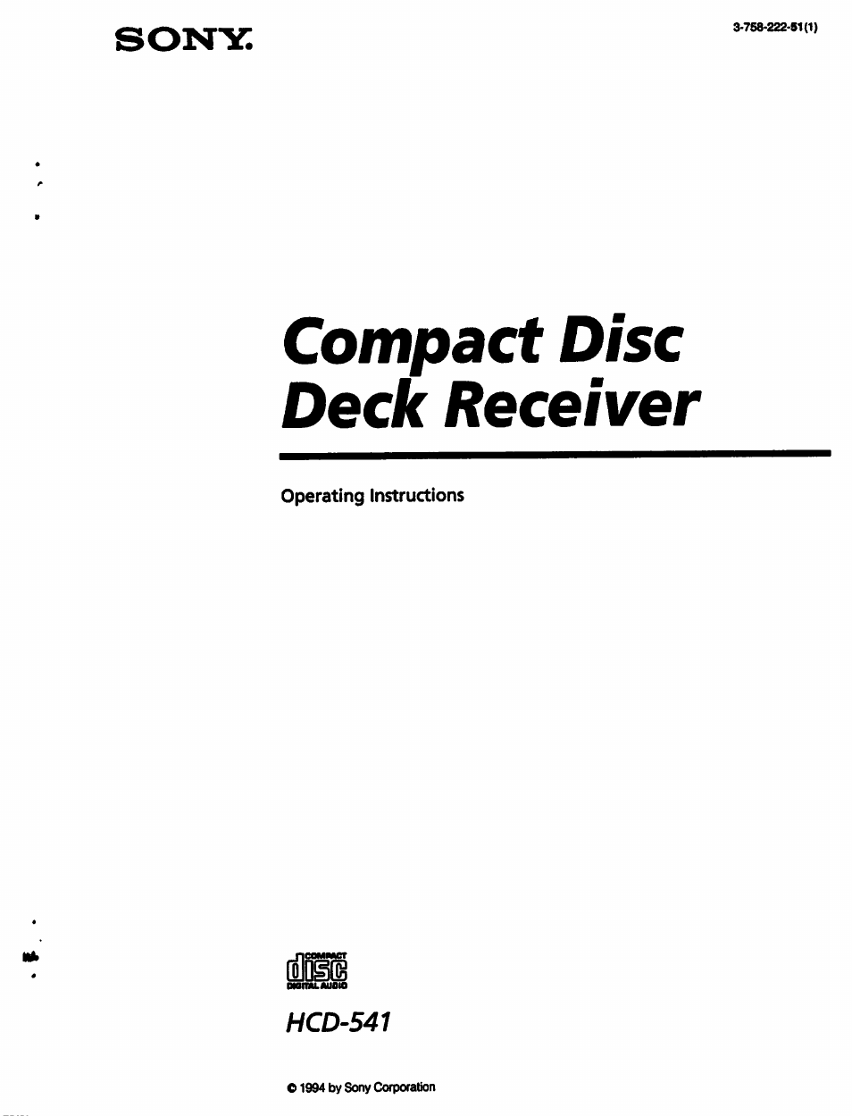 Sony HCD-541 User Manual | 32 pages